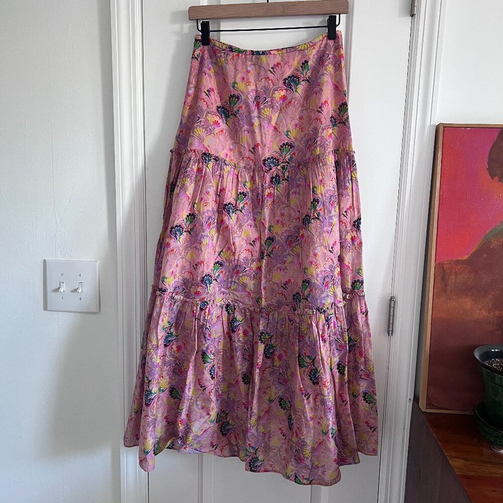 NWOT Cynthia Rowley Havana Printed Tiered Maxi Skirt - Picture 4 of 9